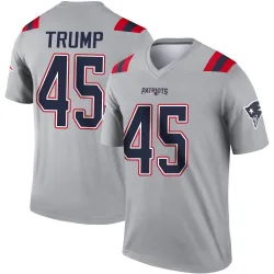 Men's Donald Trump New England Patriots No.45 Legend Inverted Jersey - Gray