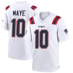 Men's Drake Maye New England Patriots No.10 Game Jersey - White