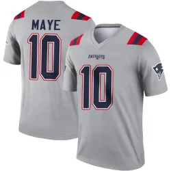 Men's Drake Maye New England Patriots No.10 Legend Inverted Jersey - Gray