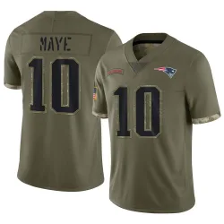 Men's Drake Maye New England Patriots No.10 Limited 2022 Salute To Service Jersey - Olive