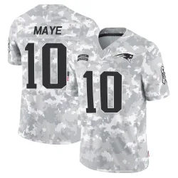 Men's Drake Maye New England Patriots No.10 Limited 2024 Salute to Service Jersey - Arctic Camo