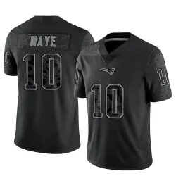 Men's Drake Maye New England Patriots No.10 Limited Reflective Jersey - Black