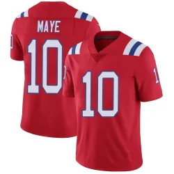 Men's Drake Maye New England Patriots No.10 Limited Vapor Untouchable Alternate Jersey - Red