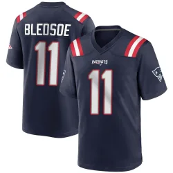 Men's Drew Bledsoe New England Patriots No.11 Game Team Color Jersey - Navy Blue