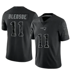 Men's Drew Bledsoe New England Patriots No.11 Limited Reflective Jersey - Black