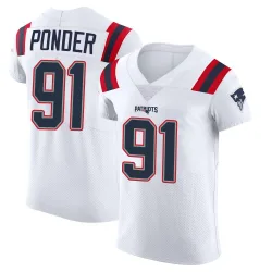 Men's Elijah Ponder New England Patriots No.91 Elite Vapor Untouchable Jersey - White