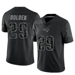 Men's Isaiah Bolden New England Patriots No.29 Limited Reflective Jersey - Black
