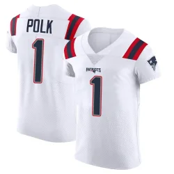 Men's Ja'Lynn Polk New England Patriots No.1 Elite Vapor Untouchable Jersey - White