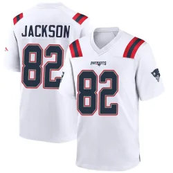 Men's JaQuae Jackson New England Patriots No.82 Game Jersey - White