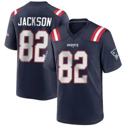 Men's JaQuae Jackson New England Patriots No.82 Game Team Color Jersey - Navy Blue