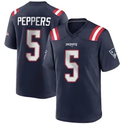 Men's Jabrill Peppers New England Patriots No.5 Game Team Color Jersey - Navy Blue