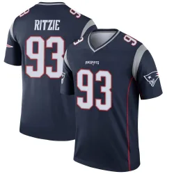 Men's Jahvaree Ritzie New England Patriots No.93 Legend Jersey - Navy