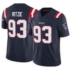 Men's Jahvaree Ritzie New England Patriots No.93 Limited Vapor F.U.S.E. Jersey - Navy
