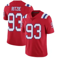 Men's Jahvaree Ritzie New England Patriots No.93 Limited Vapor Untouchable Alternate Jersey - Red