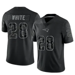 Men's James White New England Patriots No.28 Limited Reflective Jersey - Black