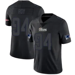 Men's Jaquelin Roy New England Patriots No.94 Limited Jersey - Black Impact