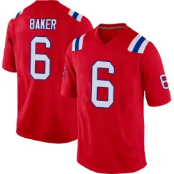 Men's Javon Baker New England Patriots No.6 Game Alternate Jersey - Red