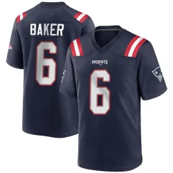 Men's Javon Baker New England Patriots No.6 Game Team Color Jersey - Navy Blue