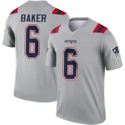 Men's Javon Baker New England Patriots No.6 Legend Inverted Jersey - Gray