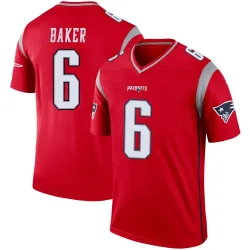 Men's Javon Baker New England Patriots No.6 Legend Inverted Jersey - Red