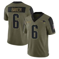 Men's Javon Baker New England Patriots No.6 Limited 2021 Salute To Service Jersey - Olive