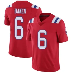 Men's Javon Baker New England Patriots No.6 Limited Vapor Untouchable Alternate Jersey - Red
