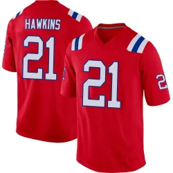 Men's Jaylinn Hawkins New England Patriots No.21 Game Alternate Jersey - Red