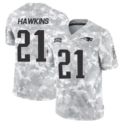 Men's Jaylinn Hawkins New England Patriots No.21 Limited 2024 Salute to Service Jersey - Arctic Camo