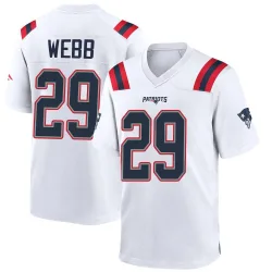 Men's Jeremiah Webb New England Patriots No.29 Game Jersey - White