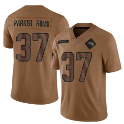 Men's John Parker Romo New England Patriots No.37 Limited 2023 Salute To Service Jersey - Brown