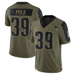 Men's Jordan Polk New England Patriots No.39 Limited 2021 Salute To Service Jersey - Olive