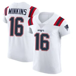 Men's Josh Minkins New England Patriots No.16 Elite Vapor Untouchable Jersey - White