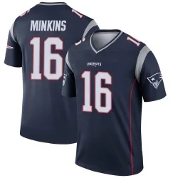 Men's Josh Minkins New England Patriots No.16 Legend Jersey - Navy