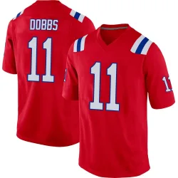 Men's Joshua Dobbs New England Patriots No.11 Game Alternate Jersey - Red