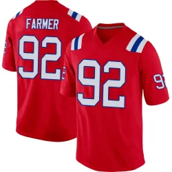 Men's Joshua Farmer New England Patriots No.92 Game Alternate Jersey - Red