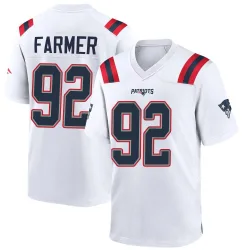 Men's Joshua Farmer New England Patriots No.92 Game Jersey - White