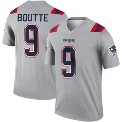 Men's Kayshon Boutte New England Patriots No.9 Legend Inverted Jersey - Gray