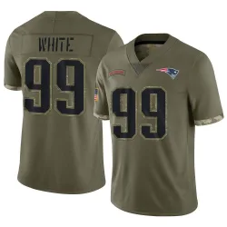 Men's Keion White New England Patriots No.99 Limited 2022 Salute To Service Jersey - Olive