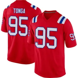 Men's Khyiris Tonga New England Patriots No.95 Game Alternate Jersey - Red