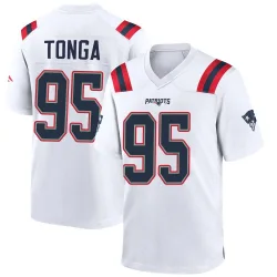 Men's Khyiris Tonga New England Patriots No.95 Game Jersey - White