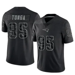 Men's Khyiris Tonga New England Patriots No.95 Limited Reflective Jersey - Black
