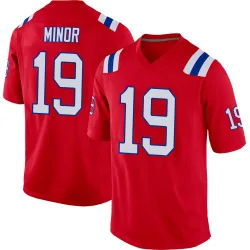 Men's Kobee Minor New England Patriots No.19 Game Alternate Jersey - Red