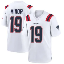 Men's Kobee Minor New England Patriots No.19 Game Jersey - White