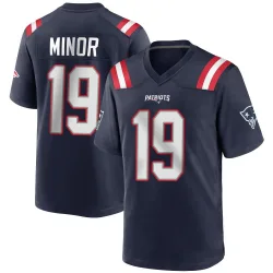 Men's Kobee Minor New England Patriots No.19 Game Team Color Jersey - Navy Blue