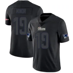 Men's Kobee Minor New England Patriots No.19 Limited Jersey - Black Impact