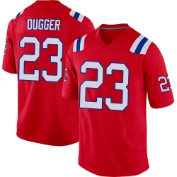 Men's Kyle Dugger New England Patriots No.23 Game Alternate Jersey - Red