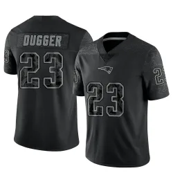 Men's Kyle Dugger New England Patriots No.23 Limited Reflective Jersey - Black