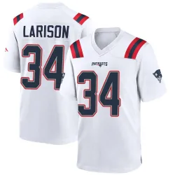 Men's Lan Larison New England Patriots No.34 Game Jersey - White