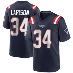 Men's Lan Larison New England Patriots No.34 Game Team Color Jersey - Navy Blue