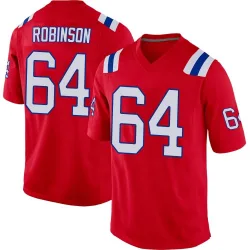 Men's Layden Robinson New England Patriots No.64 Game Alternate Jersey - Red